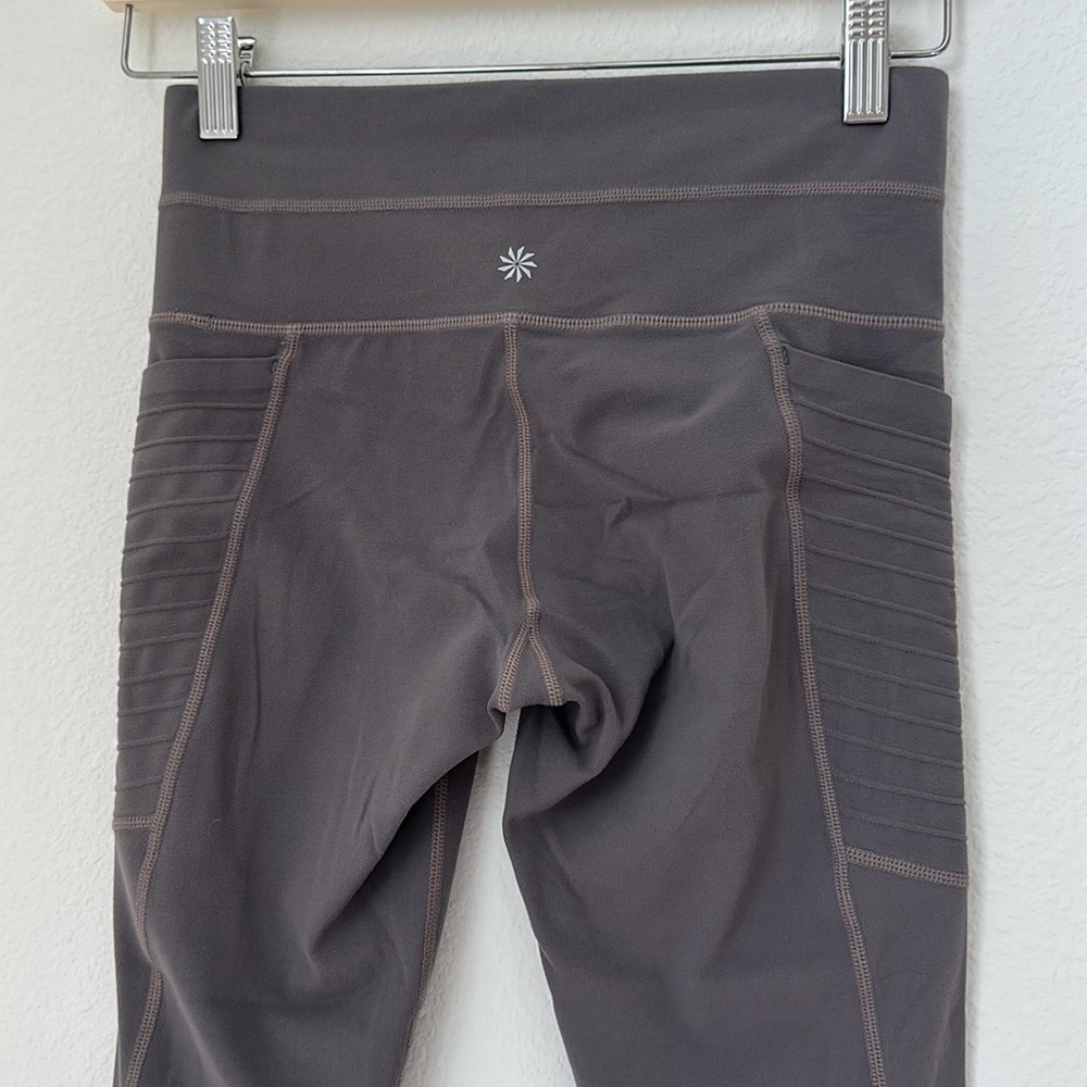 Athleta High Waisted Dark Purple Moto Leggings with Pockets - Size XSP